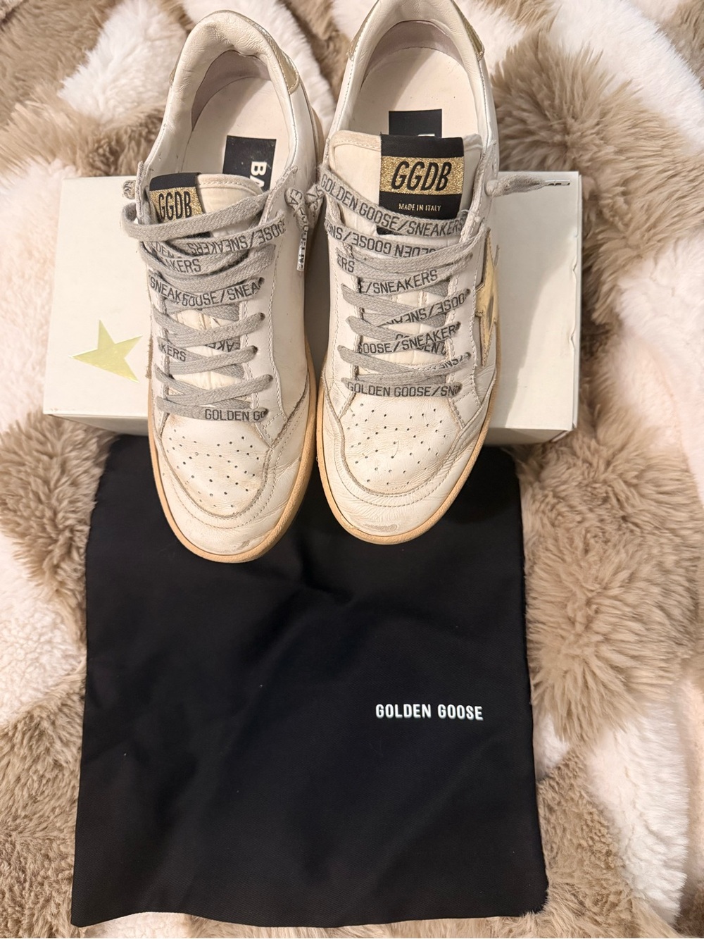 Golden Goose Men’s White & Beige Superstar Low-Top Sneakers